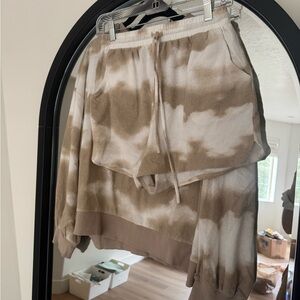 Brown and Cream Tie-Dye Lounge Set